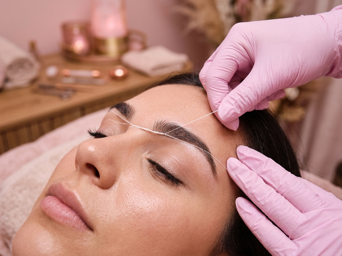 Precision eyebrow threading and facial arch definition