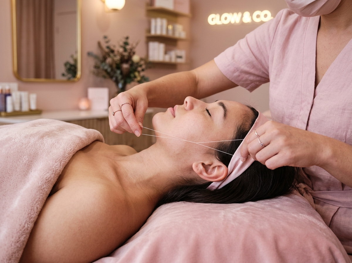 Full face organic cotton threading treatment