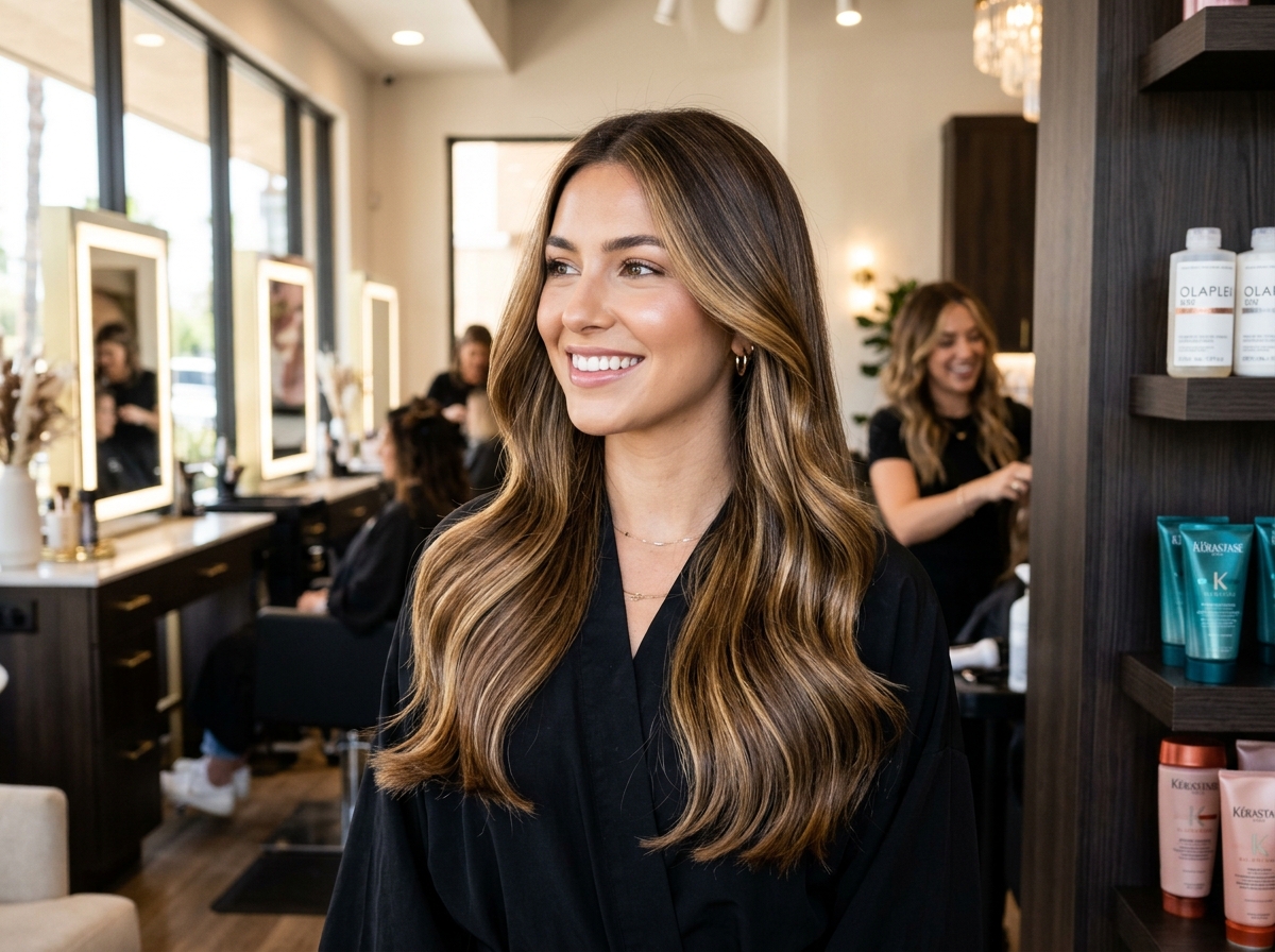 Glossy hair botox deep conditioning and blowout styling