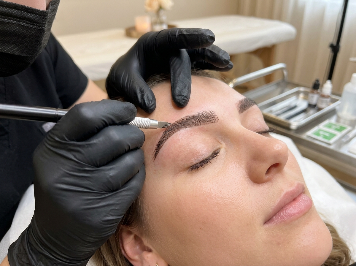 Permanent makeup microblading hair-stroke eyebrow design